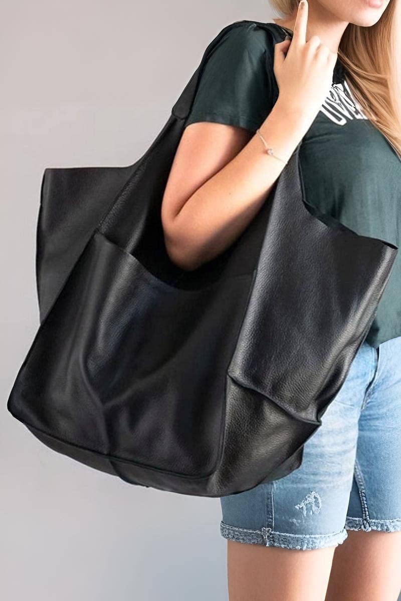 0731 Oversize Large Capacity Soft Vegan Leather Bag SI-28381 - Image 2