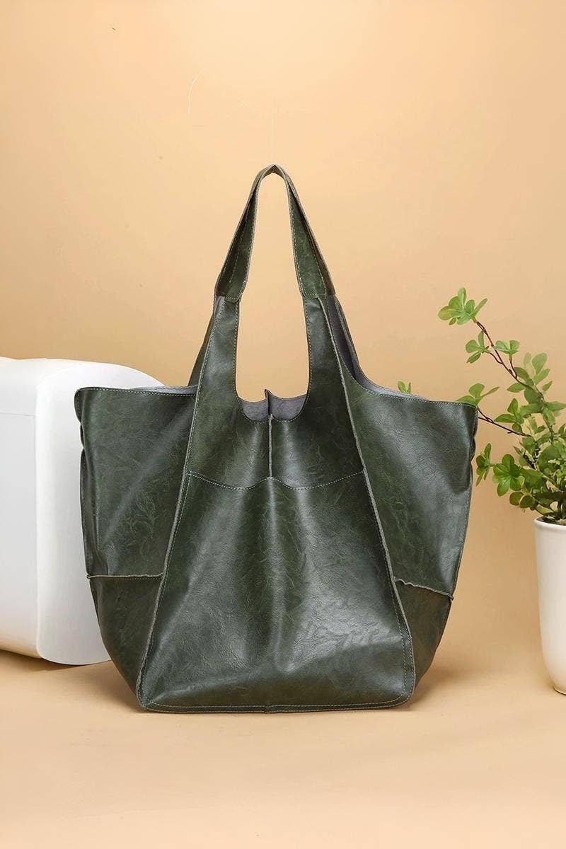 0731 Oversize Large Capacity Soft Vegan Leather Bag SI-28381 - Image 4