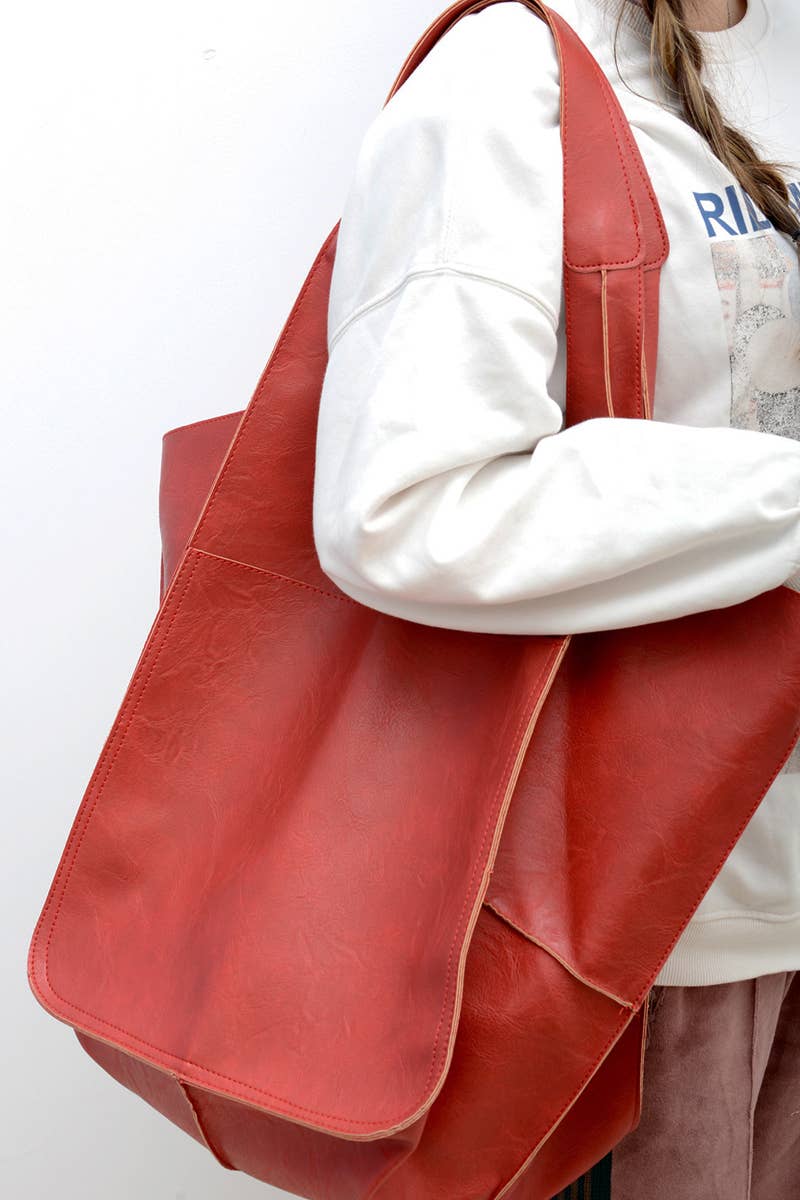 0731 Oversize Large Capacity Soft Vegan Leather Bag SI-28381 - Image 6