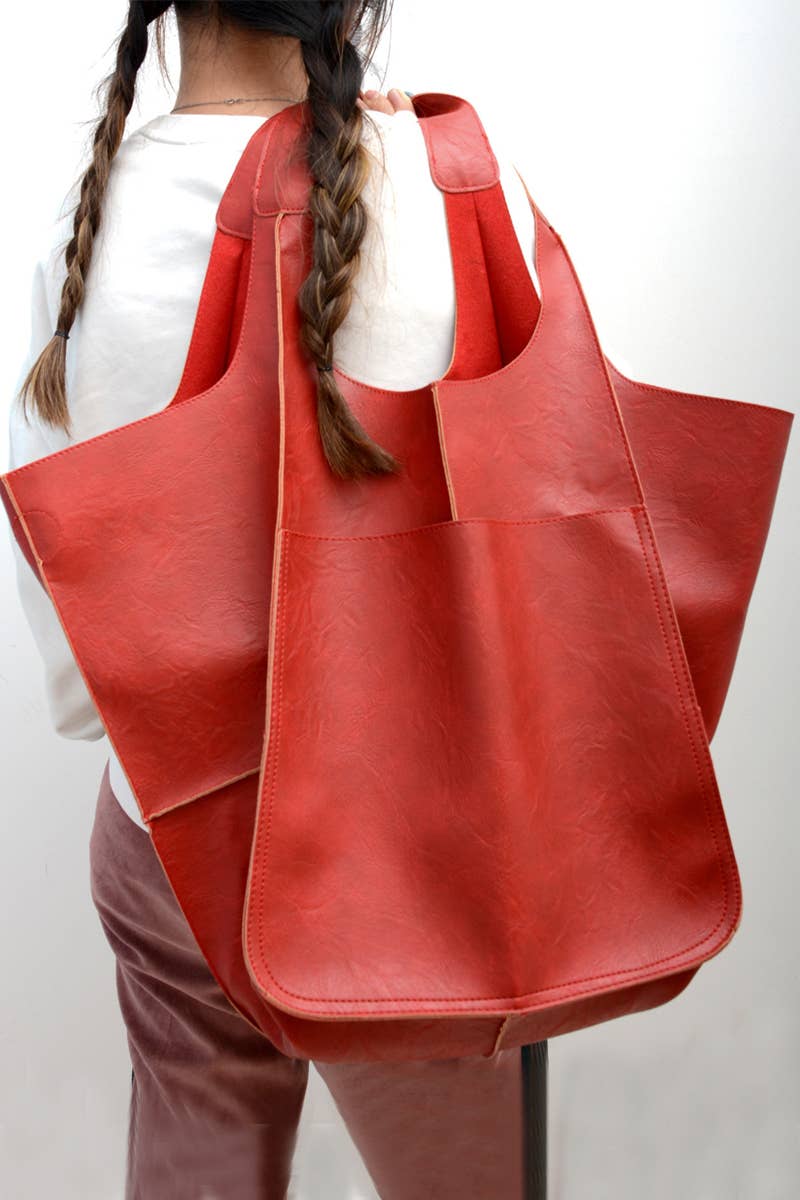 0731 Oversize Large Capacity Soft Vegan Leather Bag SI-28381 - Image 7