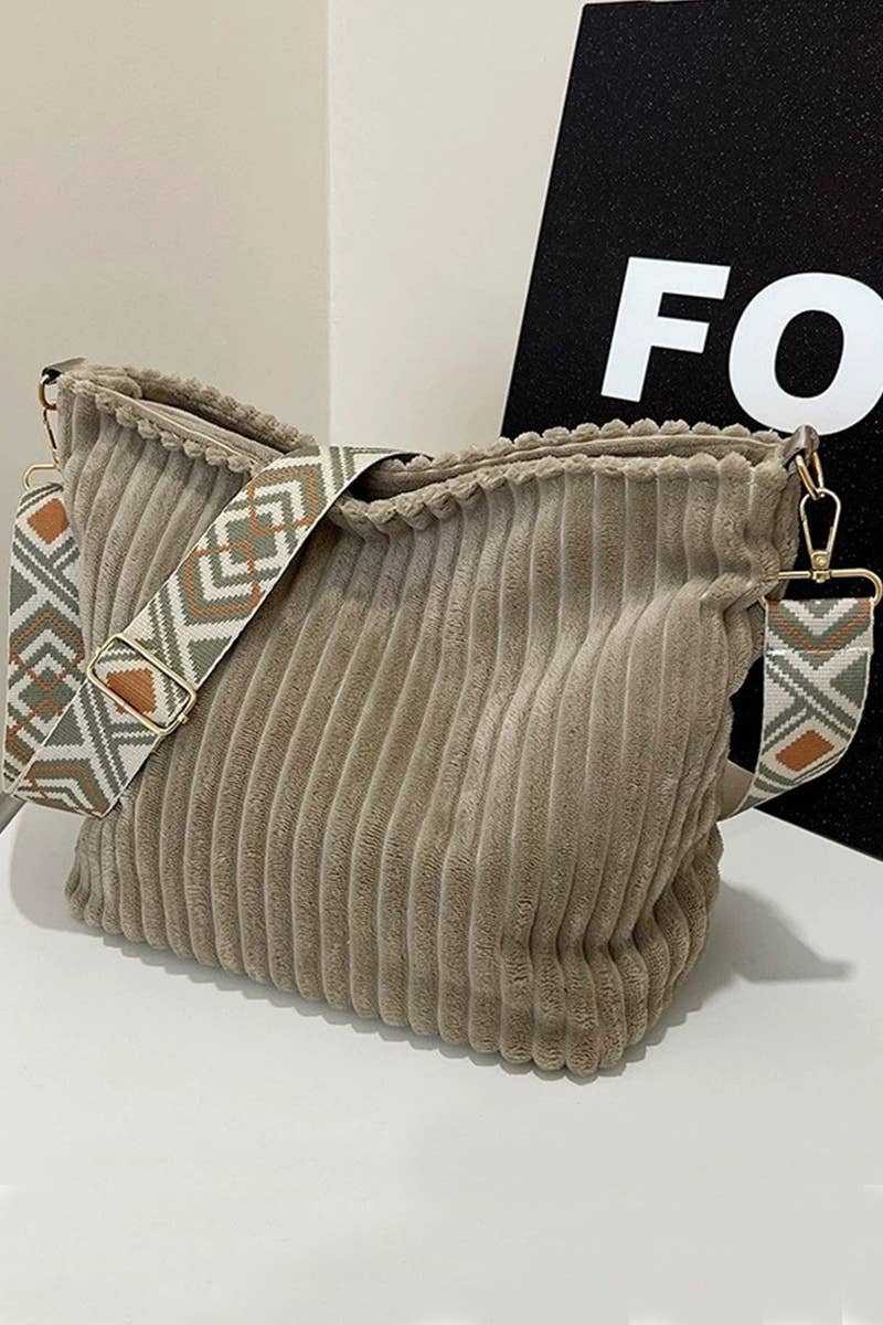 1002 Corduroy Tote Bag With Guitar Shoulder Strap SI-28151