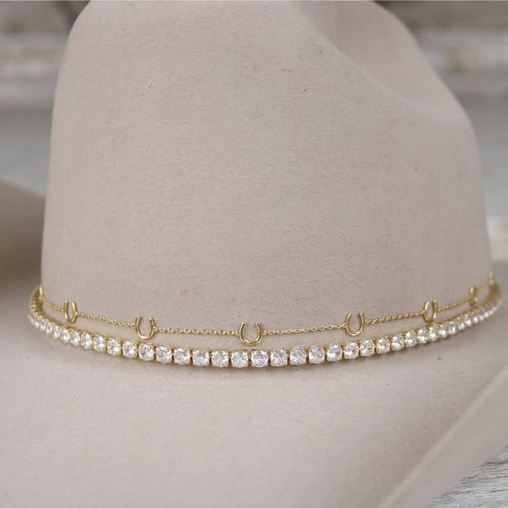 14K Gold Plated Horseshoe Chain Hat Band - Image 2