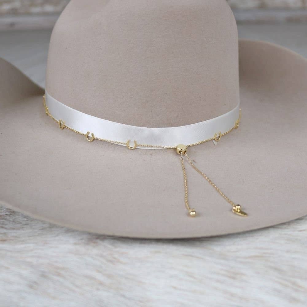 14K Gold Plated Horseshoe Chain Hat Band - Image 5