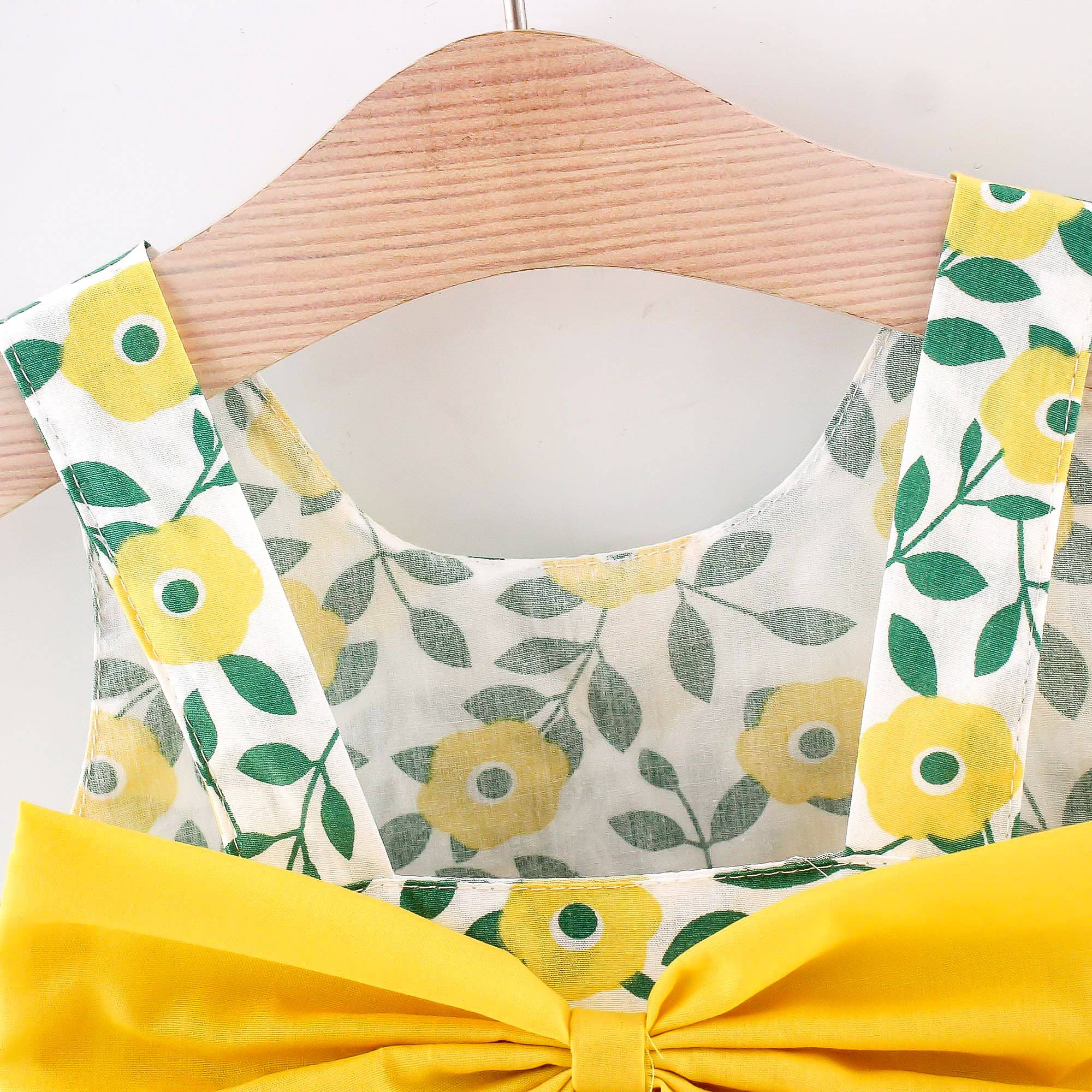 2pcs Floral Print Bowknot Sleeveless Baby Dress - Image 18