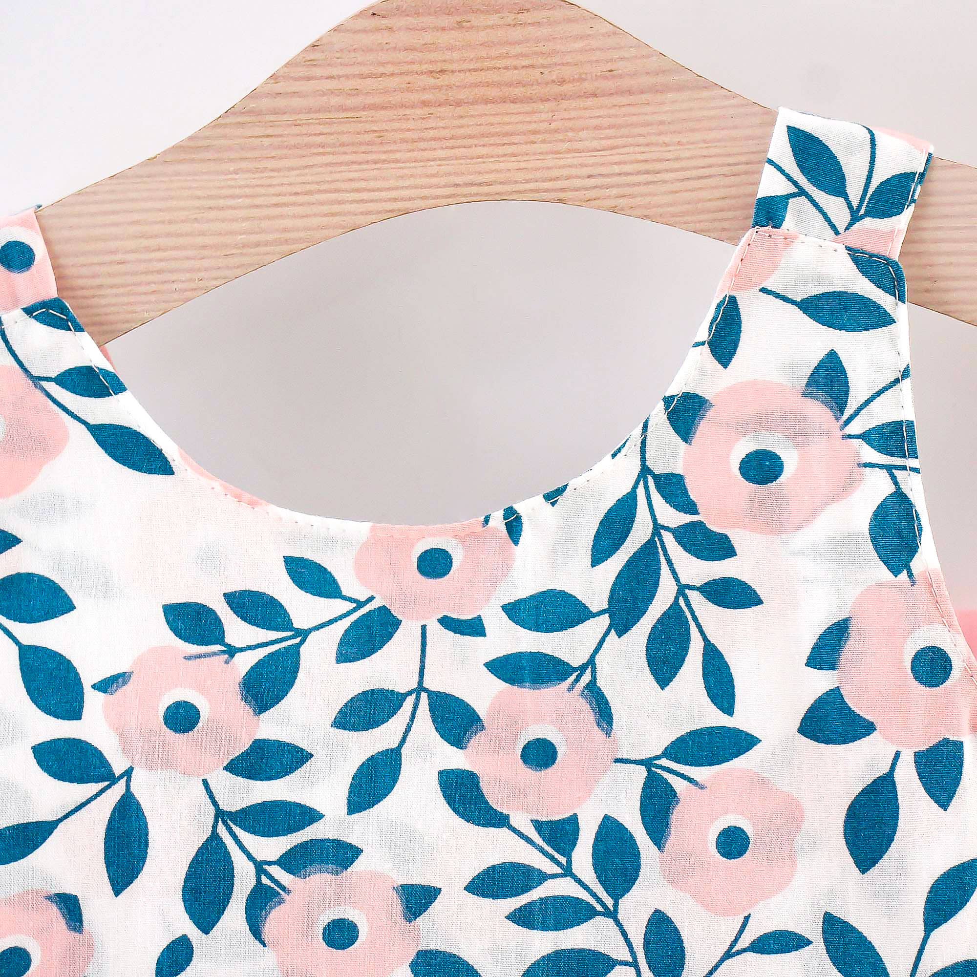 2pcs Floral Print Bowknot Sleeveless Baby Dress - Image 19