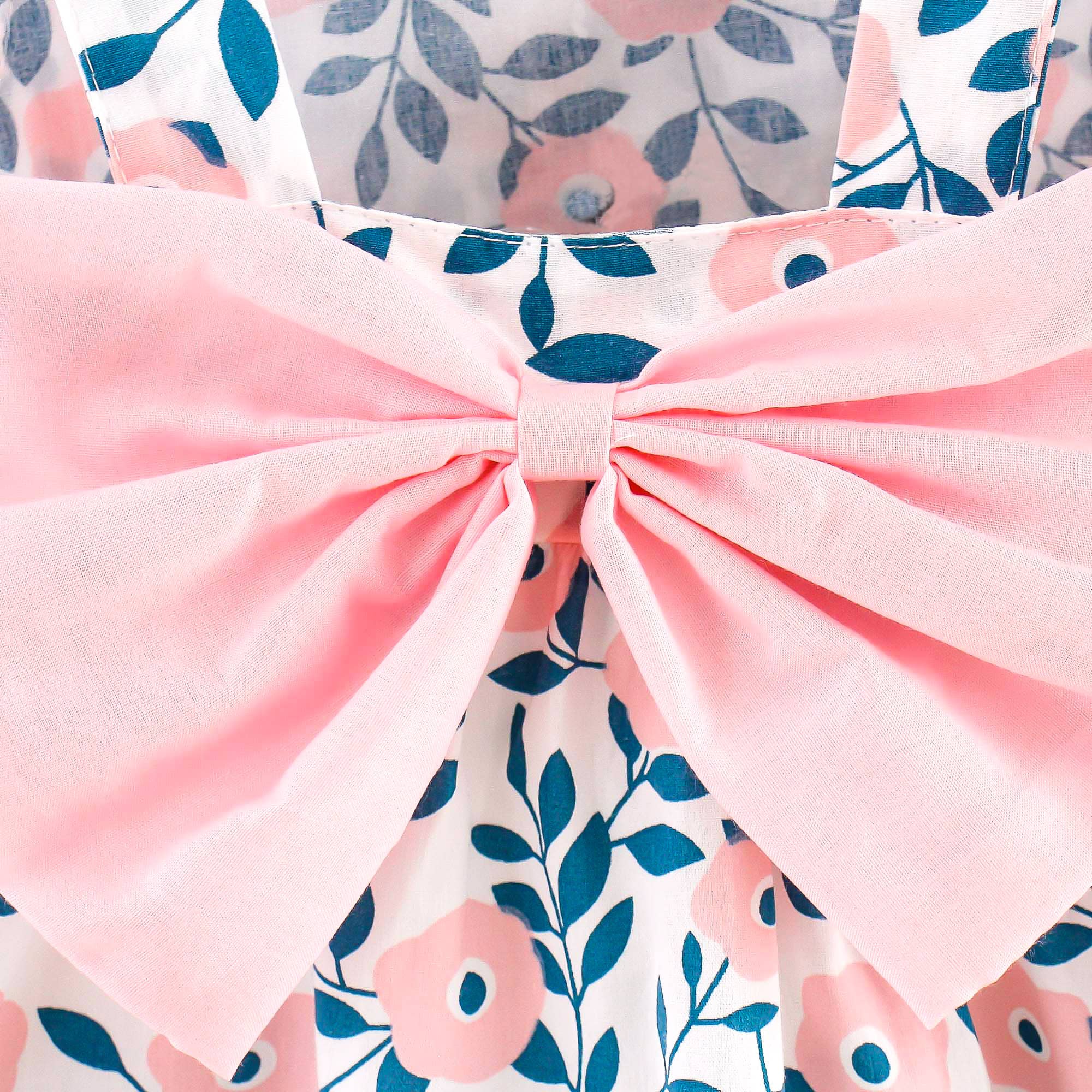 2pcs Floral Print Bowknot Sleeveless Baby Dress - Image 20