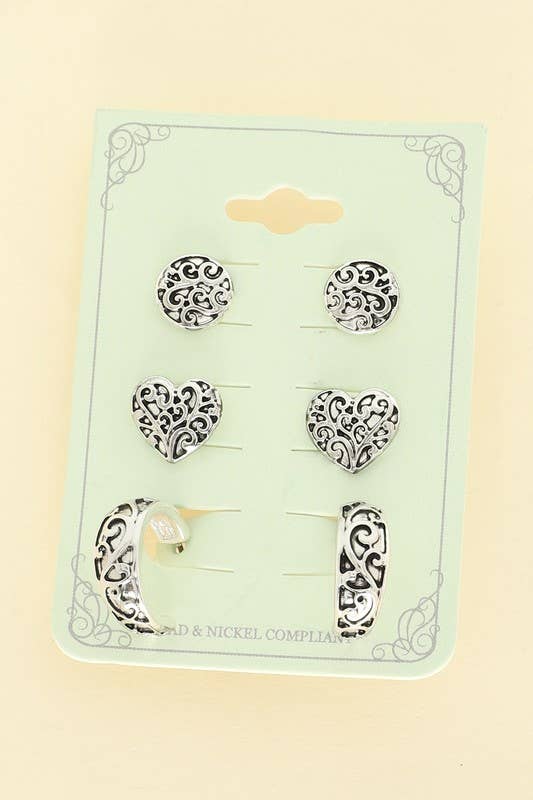 3-PACK WESTERN FILIGREE POST EARRINGS E14981 - Image 2