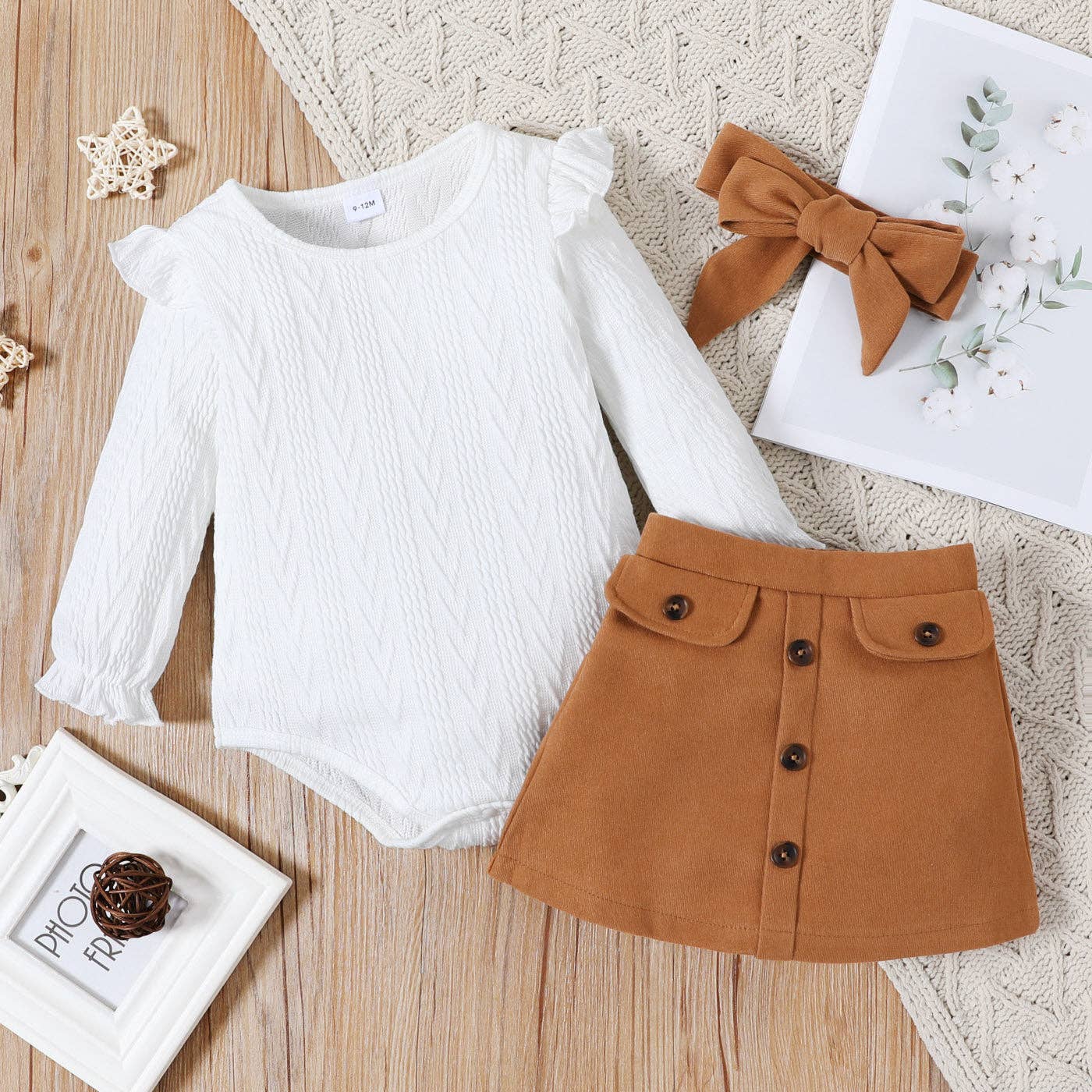 3-piece Baby Girl Cable Knit Headband Set - Image 2
