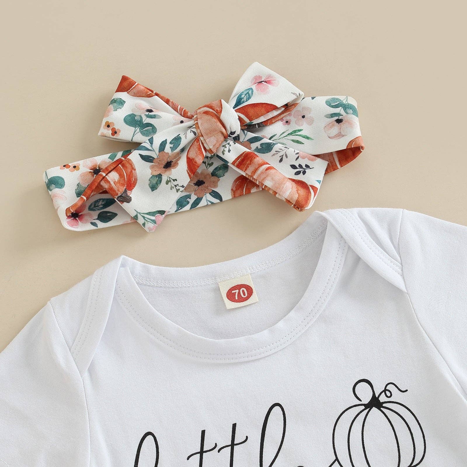3 Pieces Set Baby Girls Flower Pants And Bow Headwear - Image 3