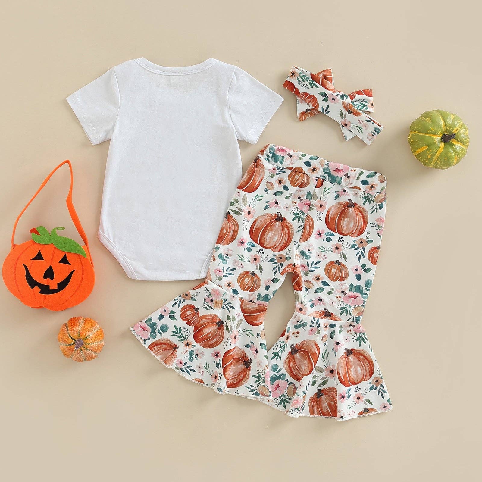 3 Pieces Set Baby Girls Flower Pants And Bow Headwear - Image 7