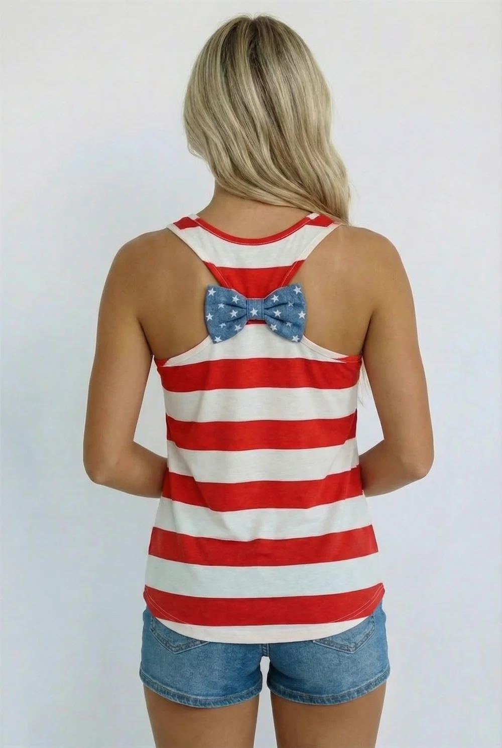 4th of July Patriotic red and white striped tank top - Image 2