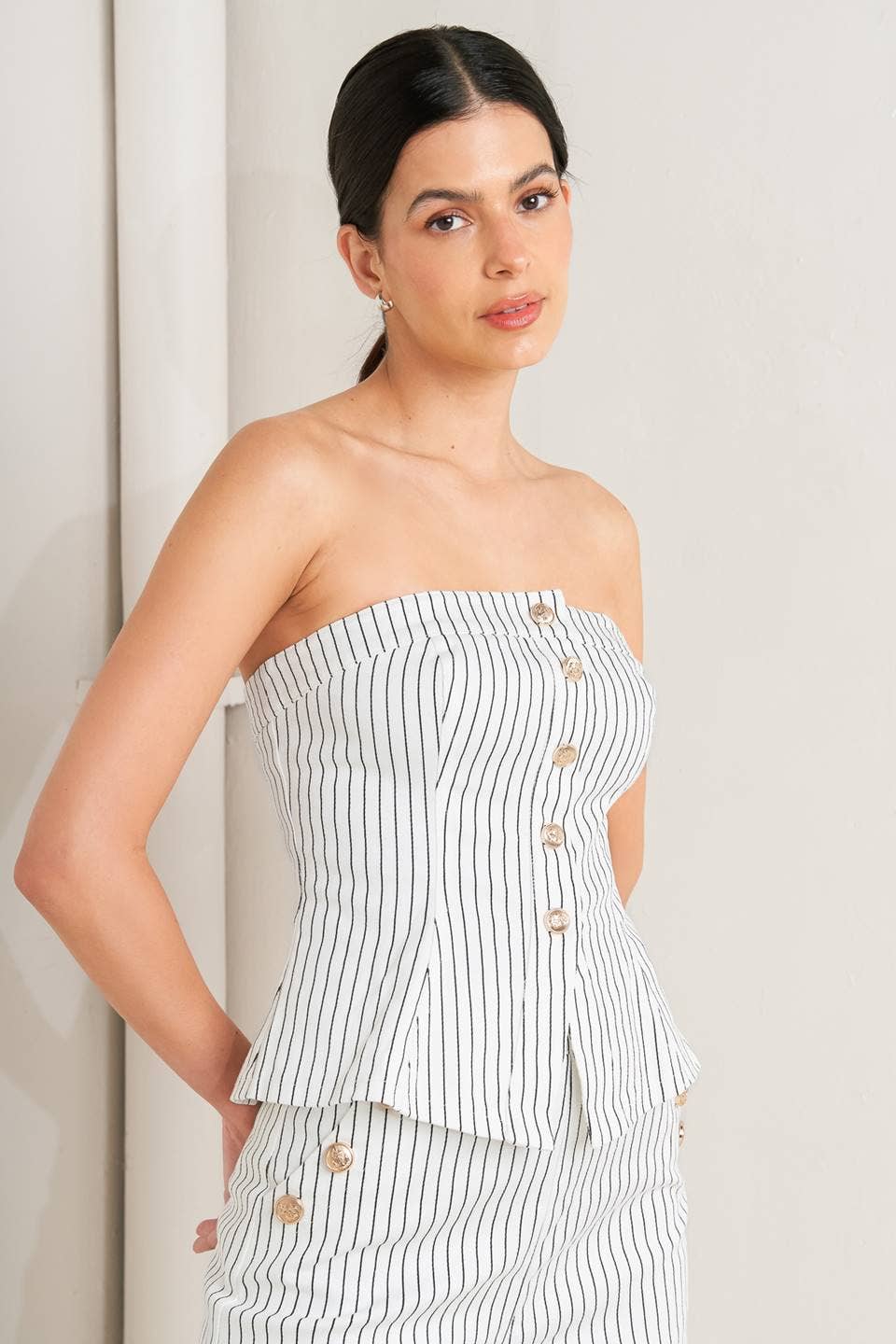 A striped woven twill top - FT1789B - Image 2