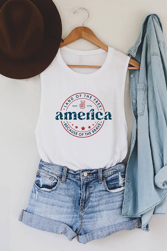 America Letter Print Graphic Tank Top STC125C195 - Image 2