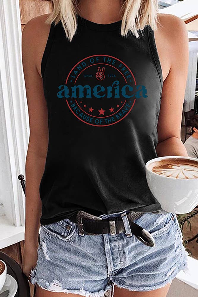 America Letter Print Graphic Tank Top STC125C195 - Image 3