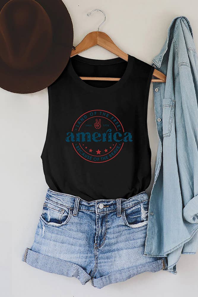America Letter Print Graphic Tank Top STC125C195 - Image 4