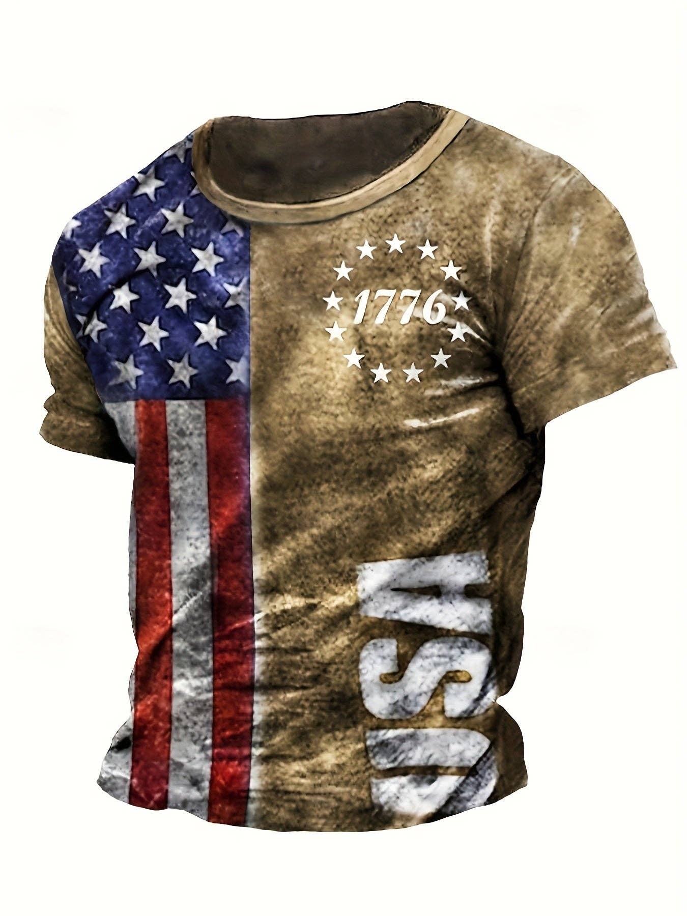 American Flag Paint Print Short Sleeve T-Shirt - Image 2
