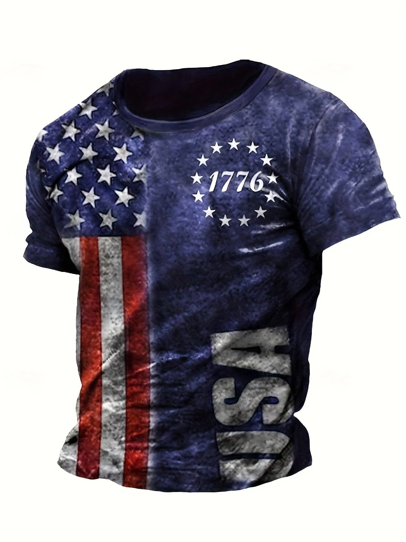 American Flag Paint Print Short Sleeve T-Shirt - Image 4