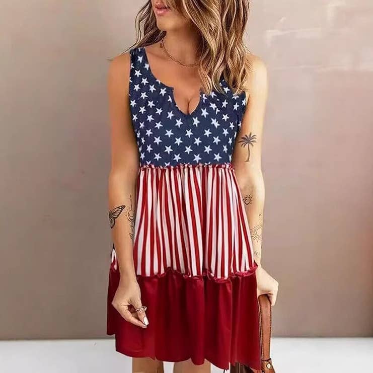 American flag print vest dress