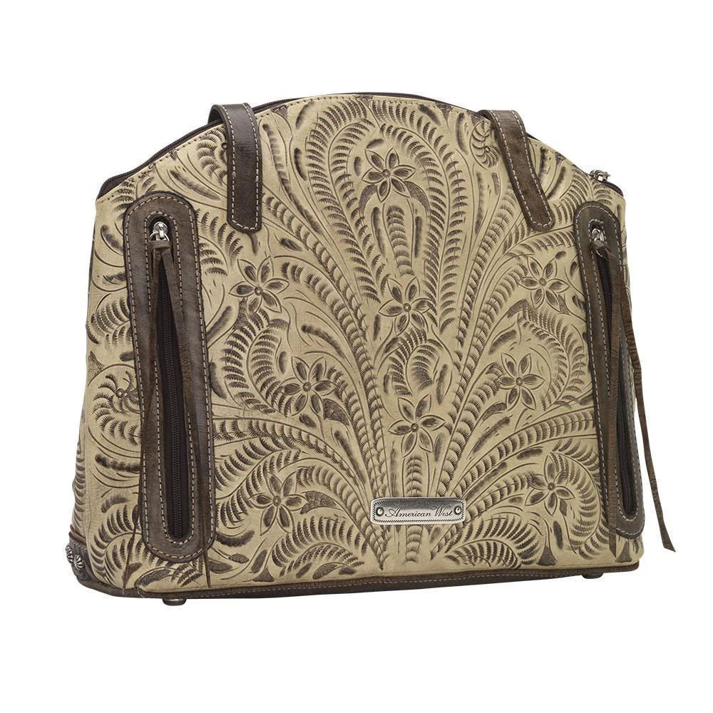American West Annie's Secret Zip Top Half Moon Tote With Secret Compartment Style 5552365C - Image 5
