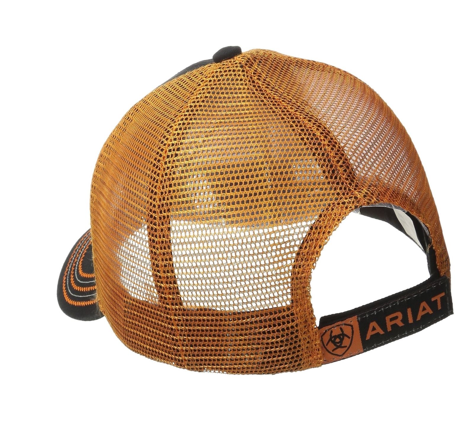 MF Western Ariat Black Orange Mesh Back Ball Cap Hat Style 15160276 - Image 2