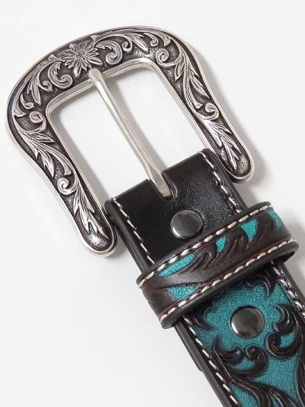 MF Western Ariat Ladies Turquoise Scroll Pattern Starburst Concho Belt Style A1527027 - Image 2