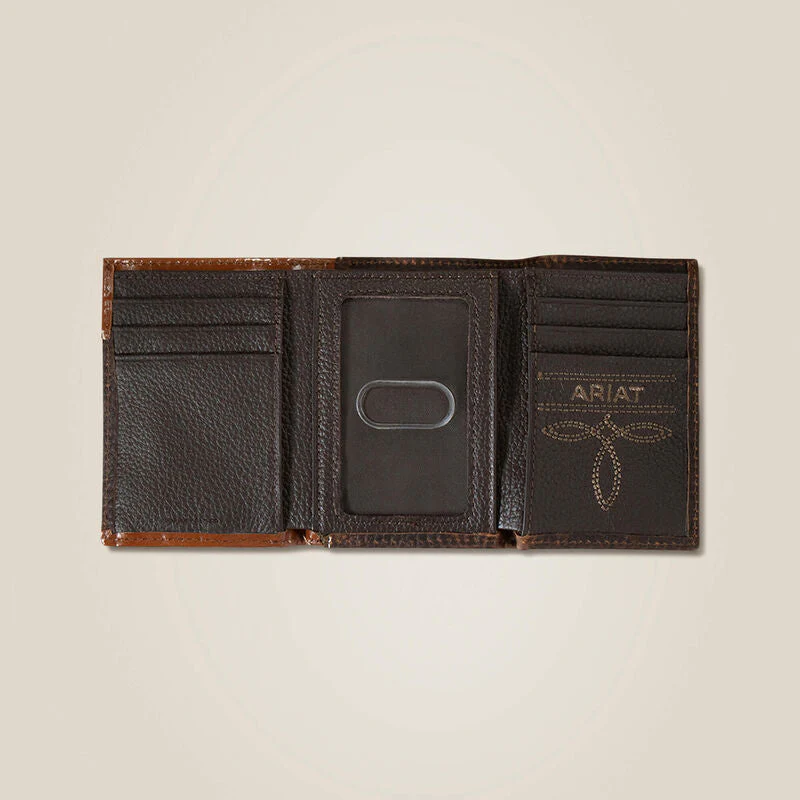 MF Ariat Mens Braided Trim Trifold Wallet Style 10051147 - Image 2