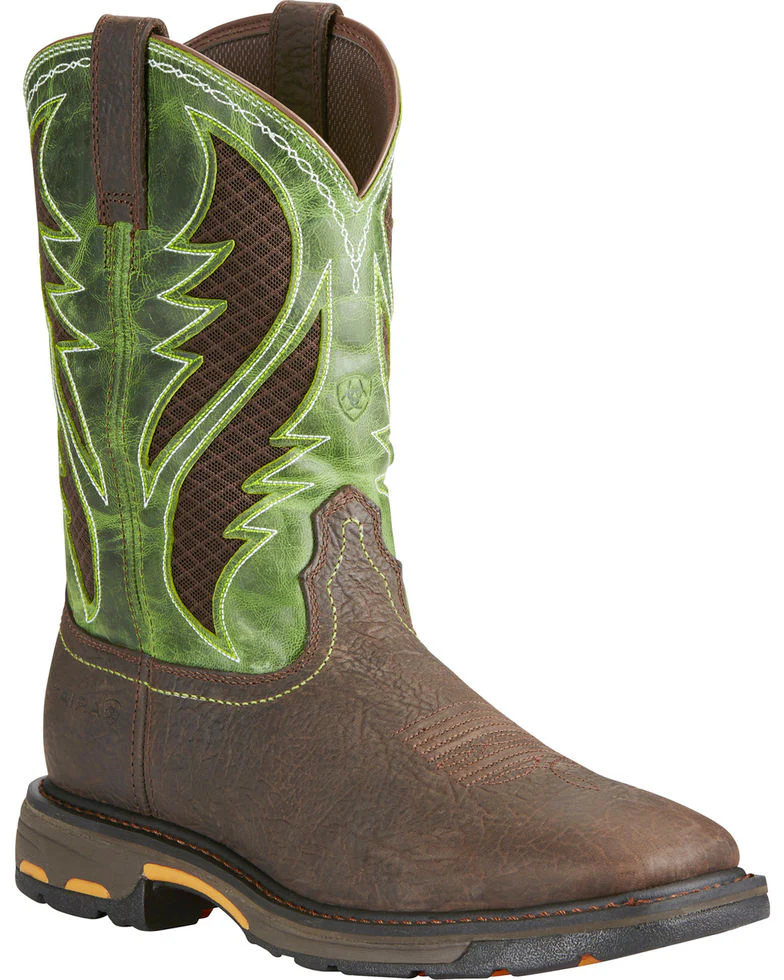 Ariat Men's Brown Workhog VentTek Square Toe Work Boots Style 10020083 - Image 3