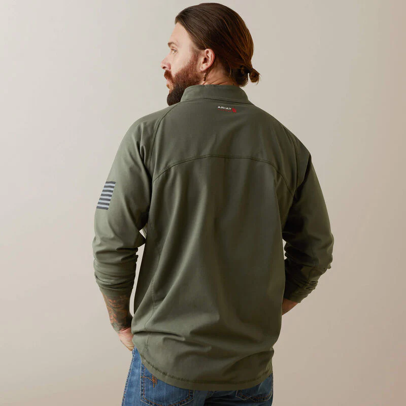 Ariat Mens FR Combat Stretch Patriot 1/4 Zip Work Shirt Style 10043566 - Image 2