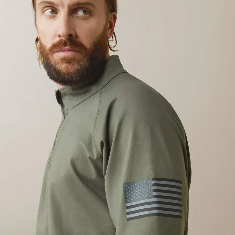 Ariat Mens FR Combat Stretch Patriot 1/4 Zip Work Shirt Style 10043566 - Image 4