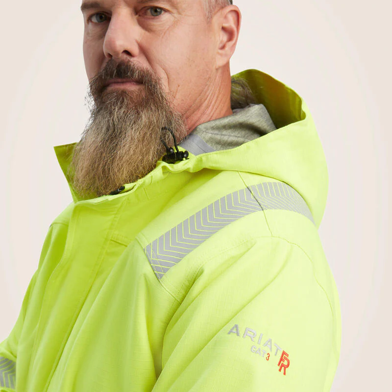 Ariat Mens FR Hi-Vis Hooded Waterproof Jacket Style 10041788 - Image 4