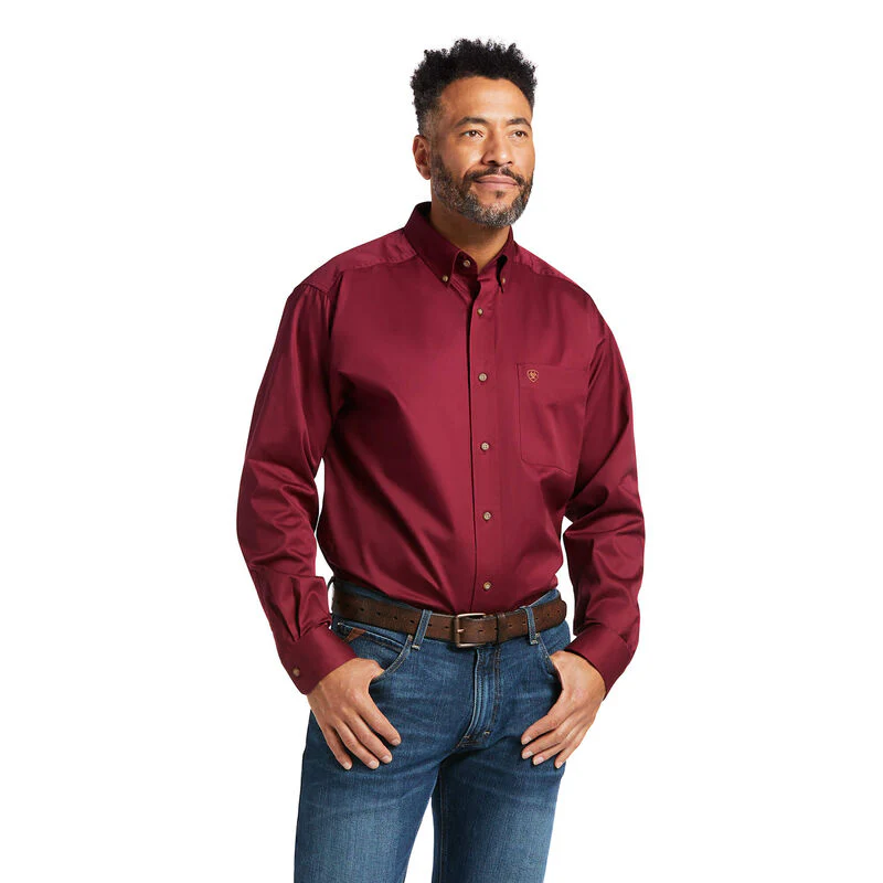 Ariat Mens L/S Solid Twill Classic Fit Shirt Style 10012635 - Image 3