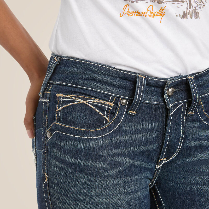 Ariat R.E.A.L. Mid Rise Stretch Whipstitch Boot Cut Jean Style 10014022 - Image 5