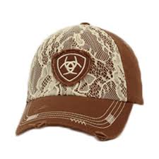 MF Western Ariat Womens Brown with Cream Lace Embroidered Logo Cap Style 1514802 - Image 2