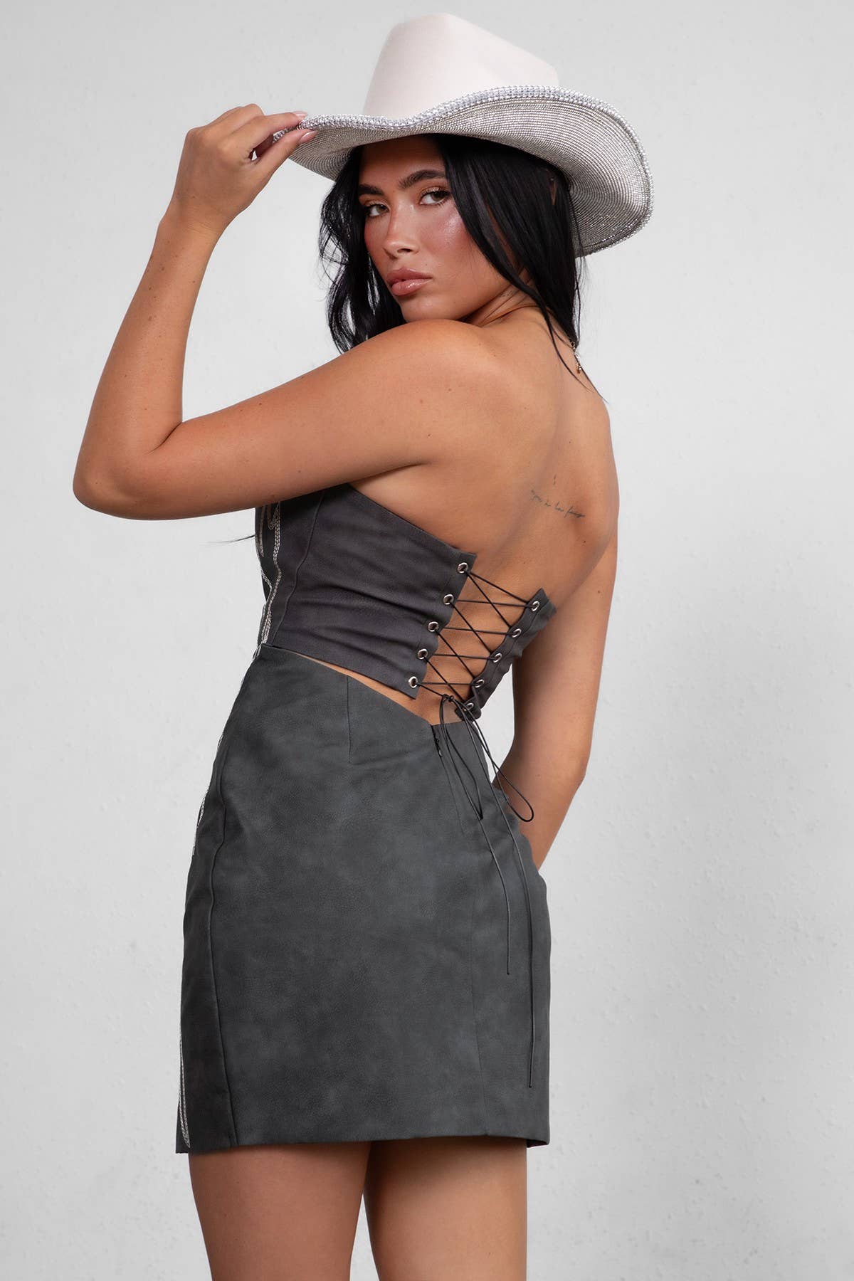ARIZONA  Embroidered Western Strapless Bodycon Mini Dress - Image 10