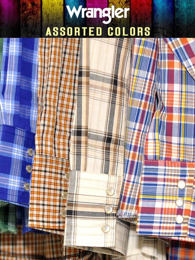 Wrangler Mens Assorted Western Long Sleeve Plaid Shirt Style 75204PP - Image 3