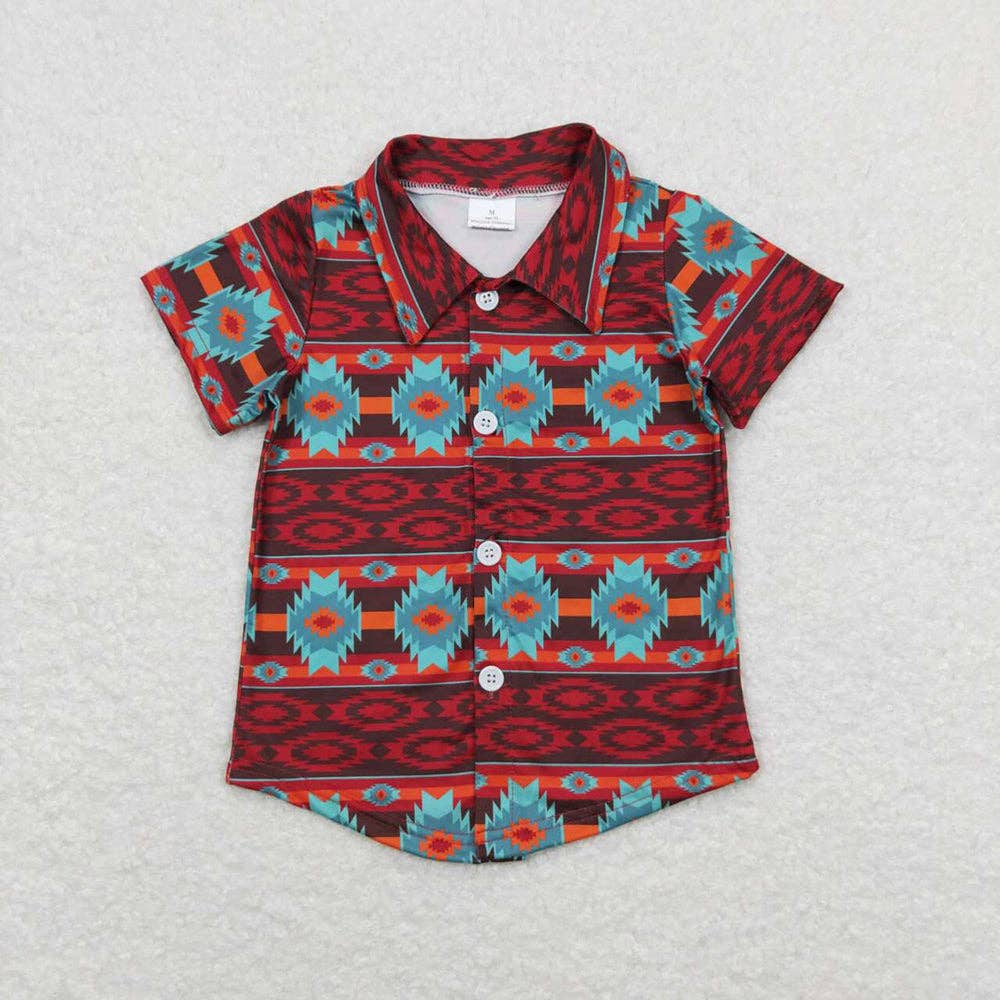 Baby Boys Western Sibling Short Sleeve Buttons Tee Shirts Tops - Image 3