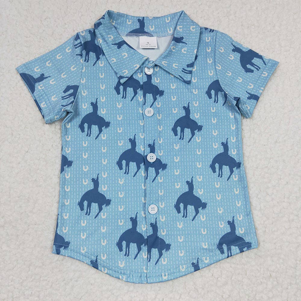 Baby Boys Western Sibling Short Sleeve Buttons Tee Shirts Tops - Image 7