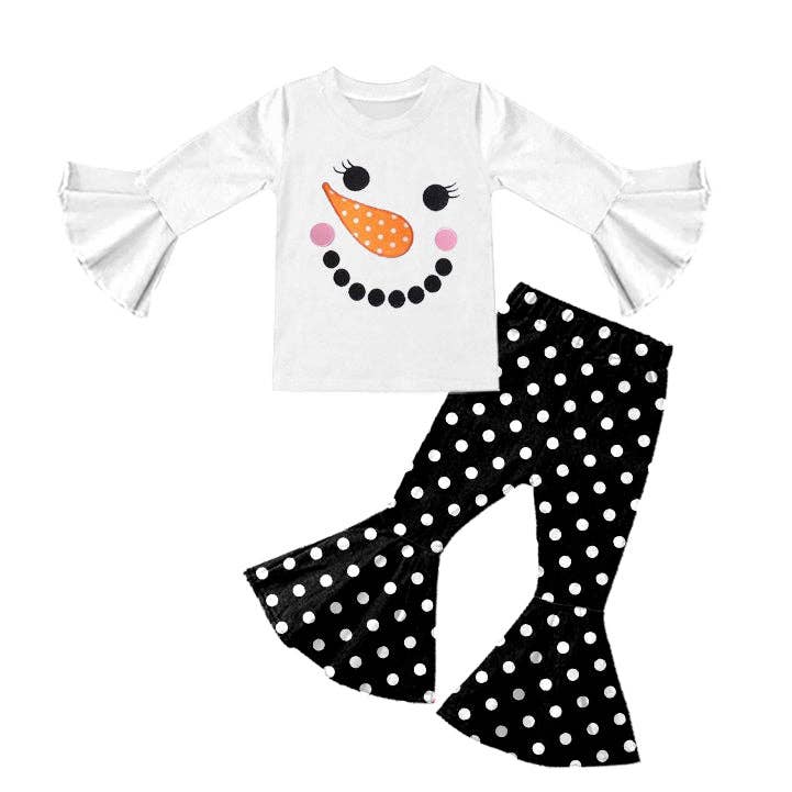 Baby Girls snowman shirt dots bell pants sets - Image 4