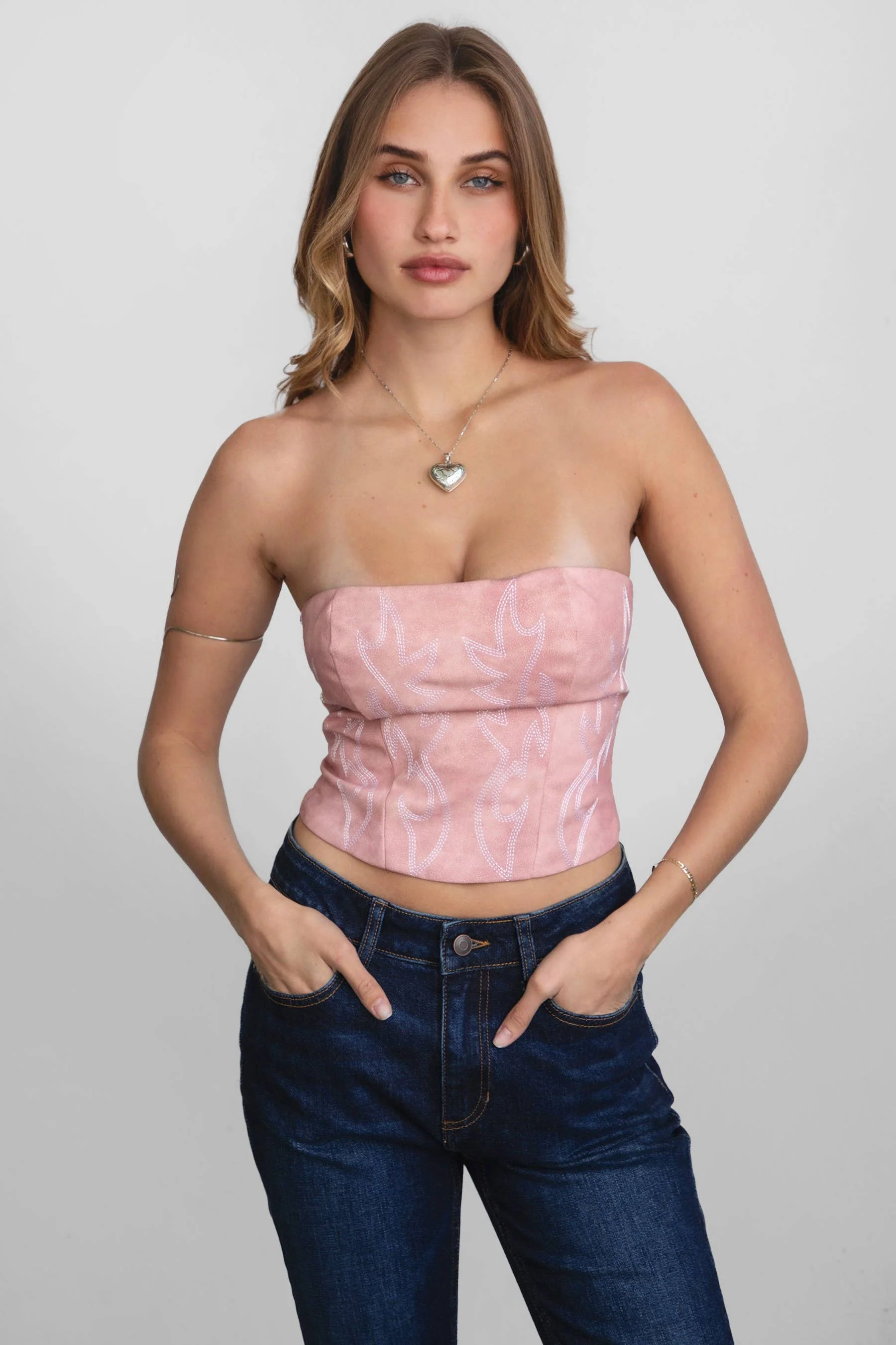 BECKEE Vegan Leather Embroidered Western Corset Top - Image 22