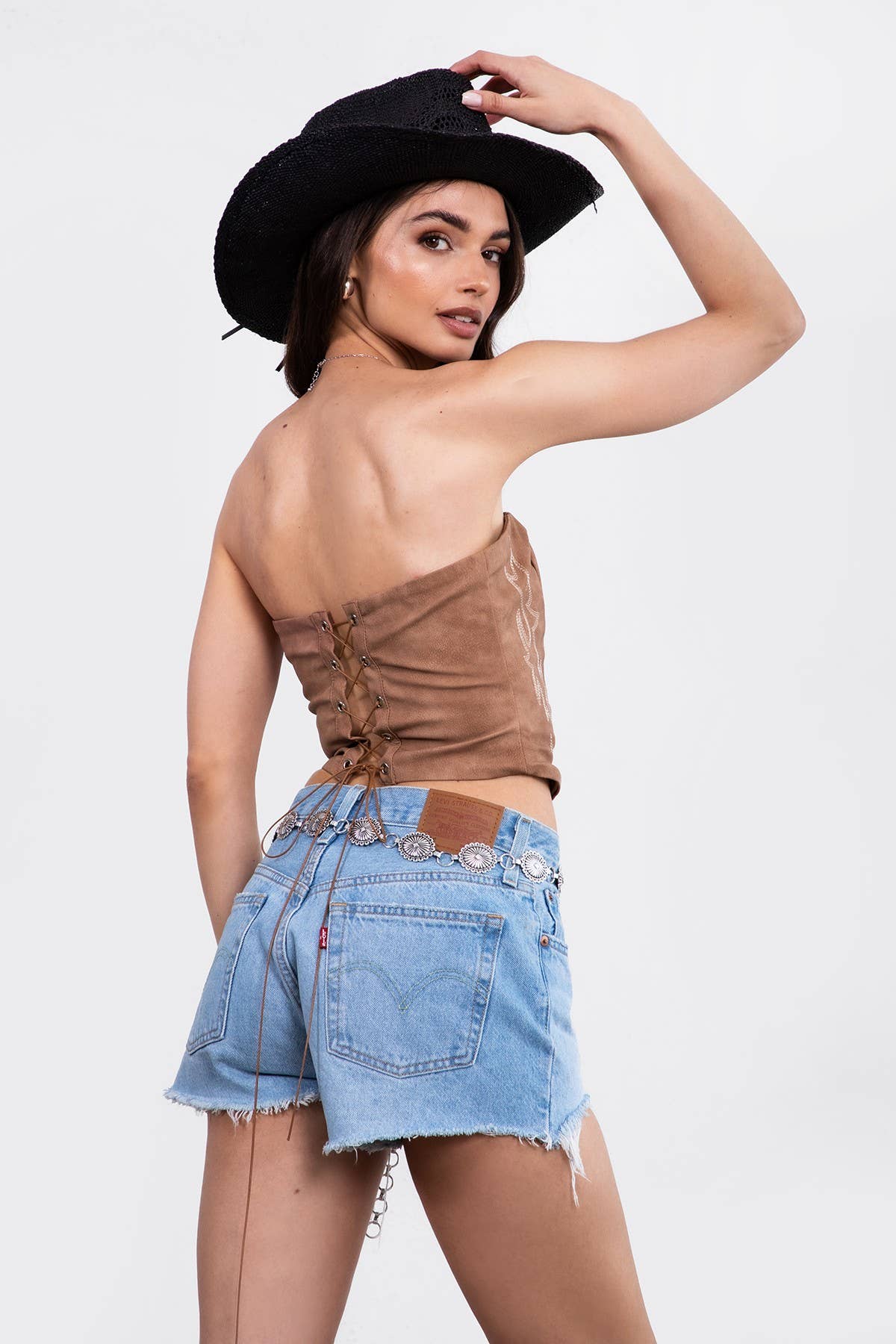 BECKEE Vegan Leather Embroidered Western Corset Top - Image 26