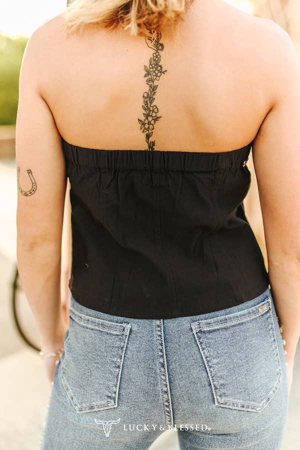 Black Button Down Corset Top - Image 2