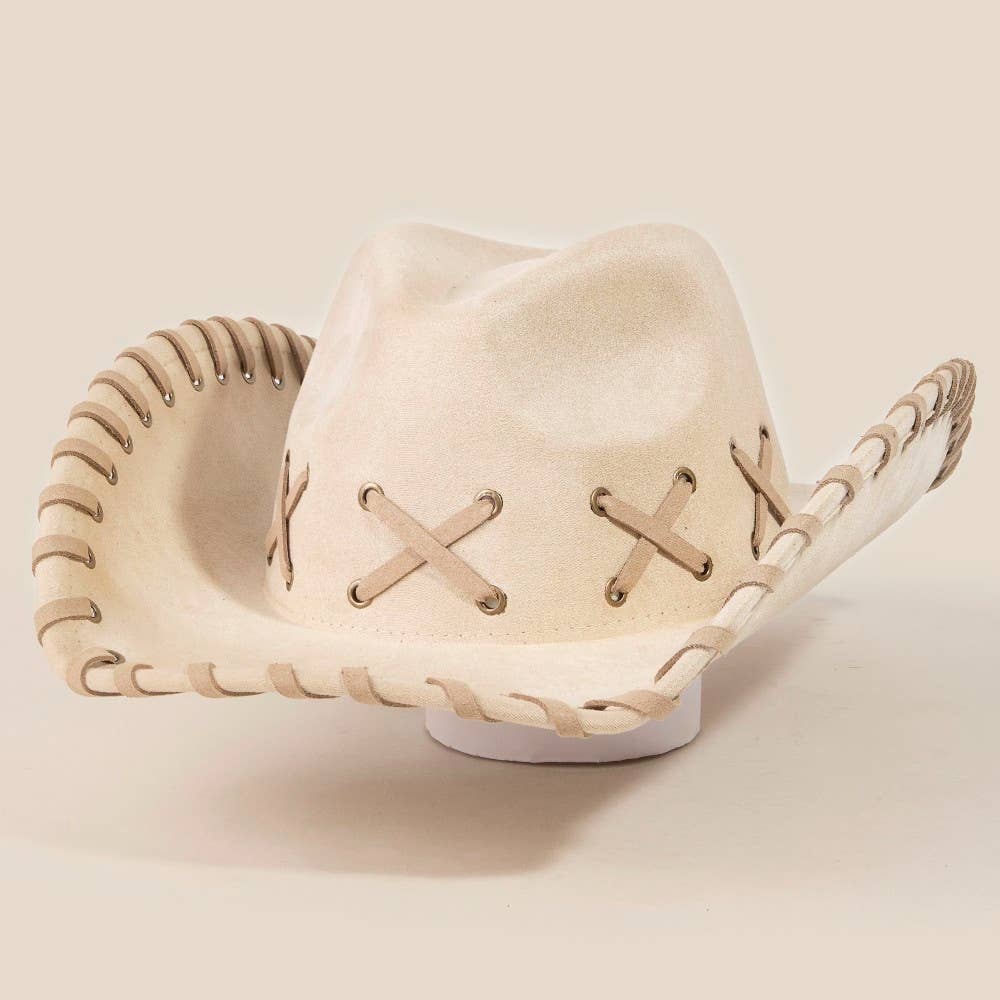 Braided Brim Faux Suede Cowboy Hat - Image 10