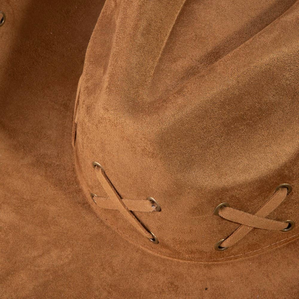 Braided Brim Faux Suede Cowboy Hat - Image 4