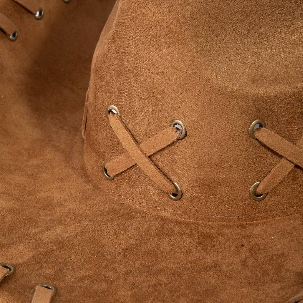 Braided Brim Faux Suede Cowboy Hat - Image 8