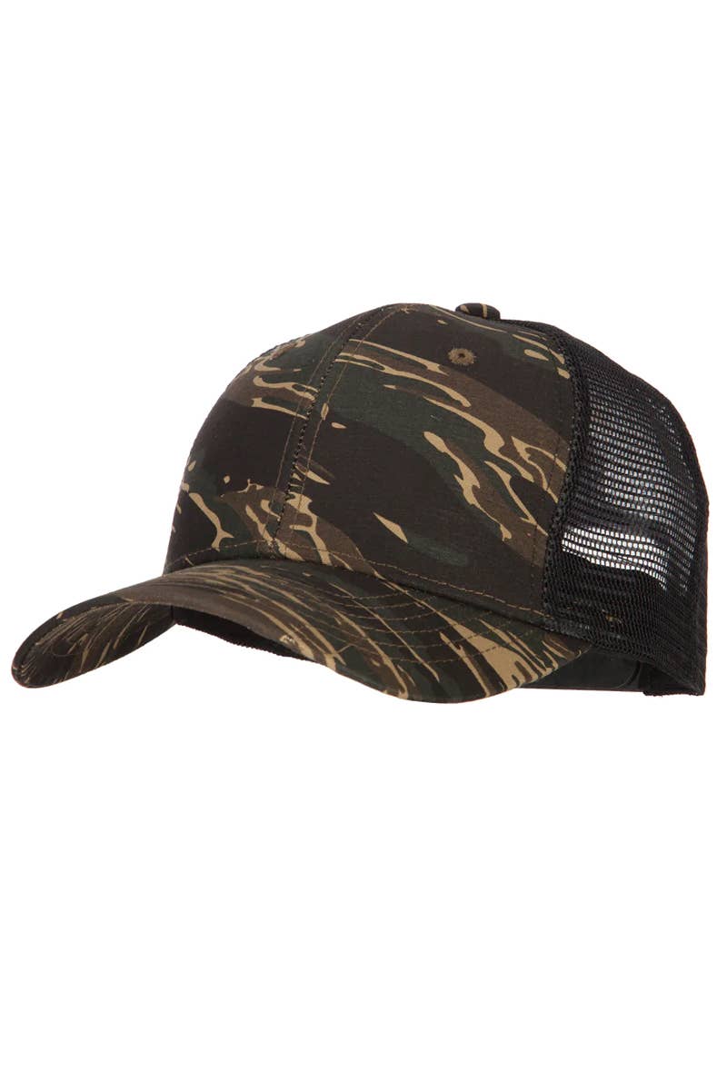 Camouflage Print Curved Bill Snapback Trucker Hat - Image 2