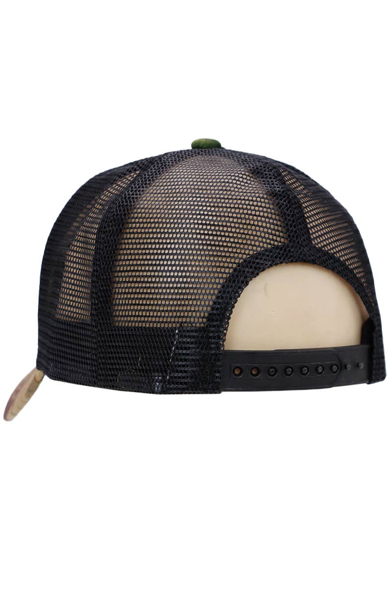 Camouflage Print Curved Bill Snapback Trucker Hat - Image 4