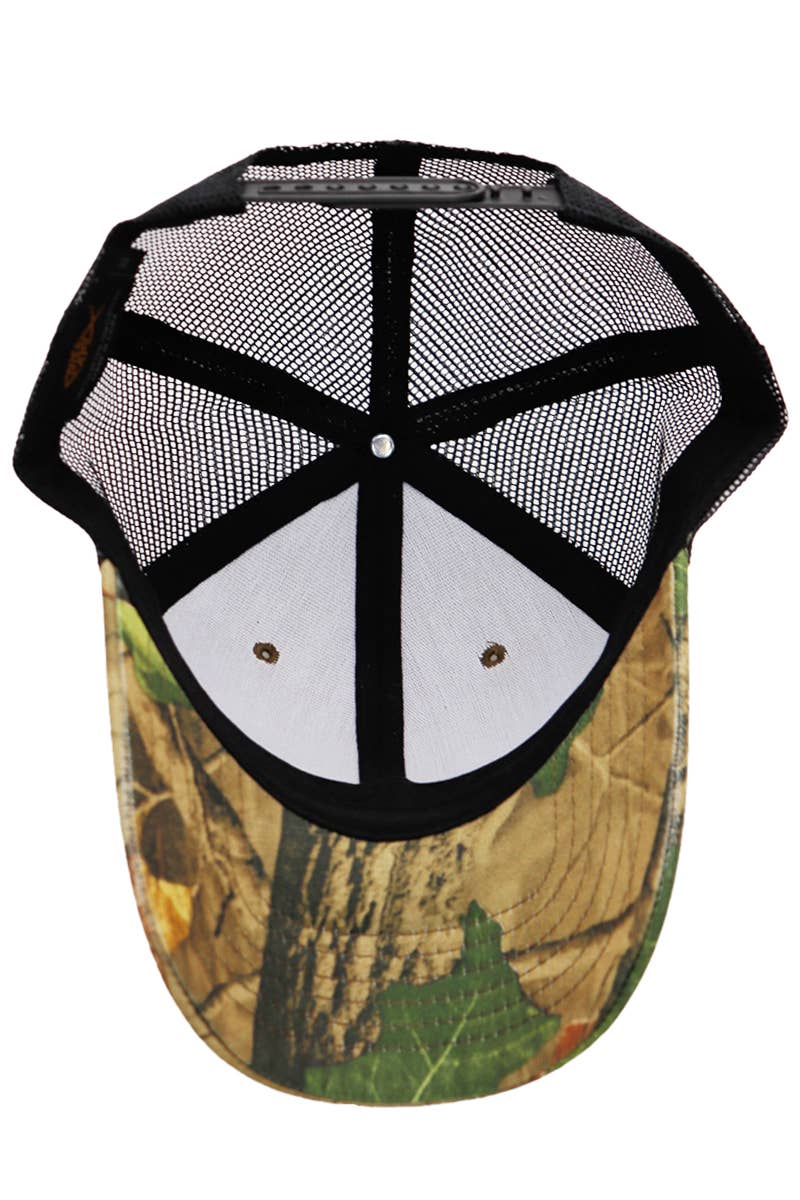 Camouflage Print Curved Bill Snapback Trucker Hat - Image 5