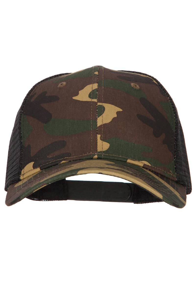 Camouflage Print Curved Bill Snapback Trucker Hat - Image 7