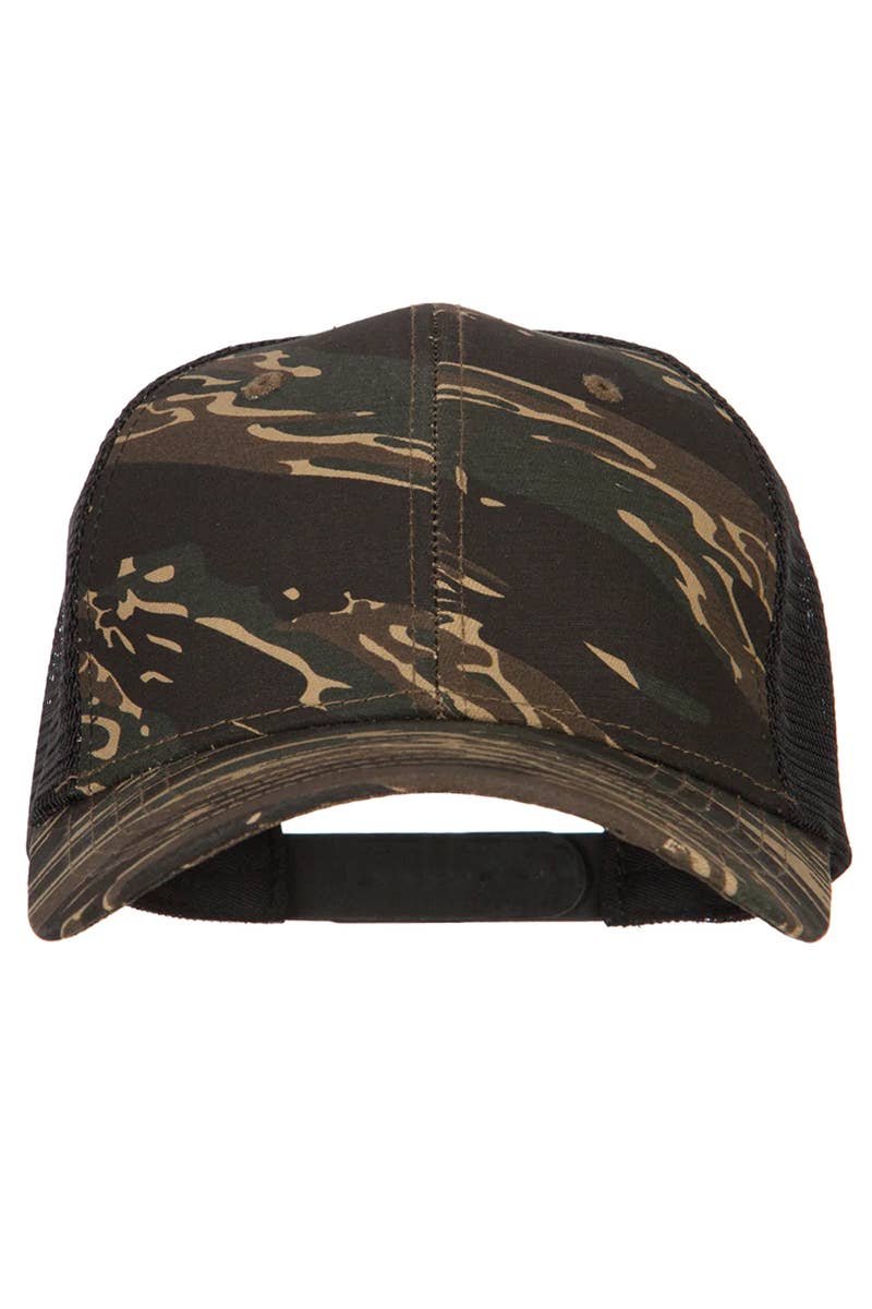 Camouflage Print Curved Bill Snapback Trucker Hat - Image 9