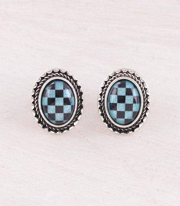 Checkered Bolt Earrings